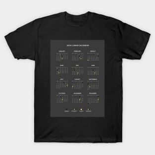 2024 Lunar Calendar, Dark Moon Phase Calendar T-Shirt